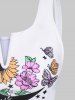 Maillot de Bain Tankini Rétro Gainant à Imprimé Tournesol - Noir XXL