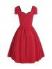 Star Gingham Ruched Lace Up Sweetheart Neck Dress -  