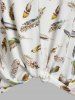 Twist Front Feather Print Tank Top -  