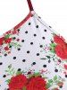Polka Dot Flower Cross High Rise Tankini Swimwear -  