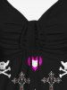 Plus Size Valentine's Day Skull Heart Cross Crown Bone Print Cinched Tank Top -  