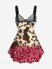 Plus Size Leopard Paisley Ombre Print Cinched Tank Top -  