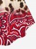 Plus Size Leopard Paisley Ombre Print Cinched Tank Top -  