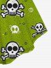 Halloween Plus Size Skull Print Cinched Tank Top -  