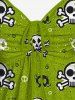Halloween Plus Size Skull Print Cinched Tank Top -  