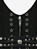 Plus Size 3D Rivet Grommets Zipper Print Cami Top (Adjustable Shoulder Strap) -  