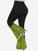 Pantalon Evasé D'Halloween Crâne Imprimée en Blocs de Couleurs de Grande Taille - Noir XS