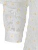 Long Sleeve Flower Print See Through Shirt -  