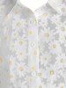 Long Sleeve Flower Print See Through Shirt -  