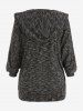 Plus Size Cinched Marled Zipper Hooded Coat -  