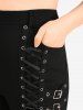 Plus Size Lace Up Pockets Buckle Pull On Leggings -  