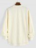 Men's Hemp Jacquard Weave Solid Color Quarter Button V-neck Pullover Long Sleeves T-shirt -  