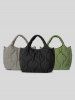 Women's Daily Solid Color Puffer Padded Quilted Tote Handbag -  