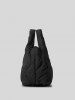 Sac Fourre-tout Matelassé en Couleur Unie pour Femme - Noir 