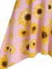 Robe Haute Basse à Imprimé Tournesol à Bretelle Fine - Rose clair XL