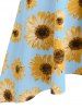 Spaghetti Strap Sunflower Print High Low Dress -  