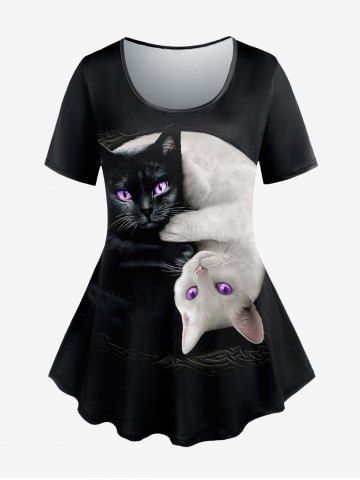 Plus Size Cats Print Short Sleeves T-shirt