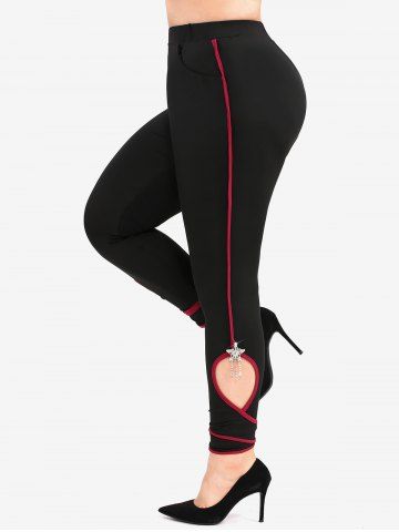 Plus Size Side Cut Out Pockets Pentagram Tassel Skinny Leggings