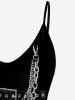 Plus Size 3D Chain Tassel PU Buckle Grommet Print Cami Top(Adjustable Shoulder Strap) -  