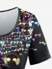 Plus Size Bubble Glitter Print T-shirt -  