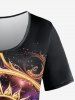 T-shirt Soleil Brillant Galaxie Imprimé Miroir - Noir 2X