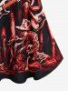 Gothic Skeleton Guitar Bloody Print Cold Shoulder Cami T-shirt -  