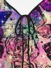 Plus Size Butterfly Flower Glitter Print Cinched Tank Top -  
