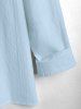 Men's Plain Color Half Button Pullover Long Sleeves Shirt -  