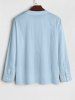 Men's Plain Color Half Button Pullover Long Sleeves Shirt -  