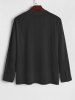 Men's Plain Color Half Button Pullover Long Sleeves Shirt -  