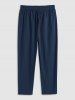 Men's Plain Color Jacquard Weave Textured Drawstring Pants -  
