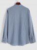 Chemise Homme en Couleur Unie à Demi-Bouton Design avec Poche en Avant à Manches Longues - Bleu clair S