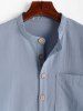 Chemise Homme en Couleur Unie à Demi-Bouton Design avec Poche en Avant à Manches Longues - Bleu clair S