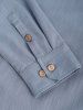Chemise Homme en Couleur Unie à Demi-Bouton Design avec Poche en Avant à Manches Longues - Bleu clair S