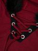 Robe Haute Basse Fleurie Panneau en Dentelle de Grande Taille à Lacets - Rouge foncé L | US 12
