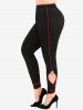 Plus Size Side Cut Out Pockets Pentagram Tassel Skinny Leggings -  
