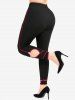 Plus Size Side Cut Out Pockets Pentagram Tassel Skinny Leggings -  