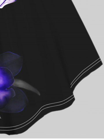Plus Size Skull Floral Butterfly Glitter Print Cinched Tank Top