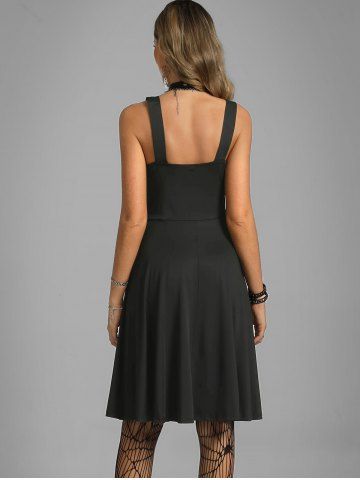 Plus Size Lace Up Buckles A Line Sleeveless Gothic Dress