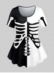 Halloween Skeleton Print Two Tone T-shirt -  