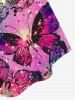 Butterfly Flower Glitter Printed Cinched Tank Top and Flare Pants Plus Size 70s 80s Outfit -  