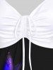 Plus Size Skull Floral Butterfly Glitter Print Cinched Tank Top -  