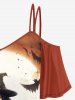 T-shirt D'Halloween Chauve-souris Citrouille Imprimés à Epaule Dénudée à Paillettes - Rouge L