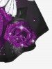 Plus Size Butterfly Rose Glitter Print Cinched Tank Top -  