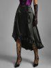 Jupe Longue Soyeuse Gothique en Satin à Volants - Noir M | US 10
