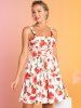 Flower Print Ruched Lace Up High Waist Mini Dress -  