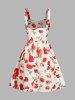 Flower Print Ruched Lace Up High Waist Mini Dress -  