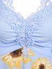 Robe à Imprimé Guipure Tournesol en Dentelle Insérée - Bleu clair XXXL