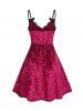 Lace Trim Bowknot Velvet Party Dress -  