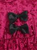 Lace Trim Bowknot Velvet Party Dress -  